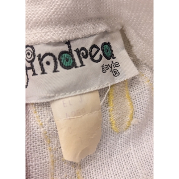 Vintage Andrea Gayle 70's Textured Yello And White Sleeveless Shift Dress Size 8 - Picture 5 of 6